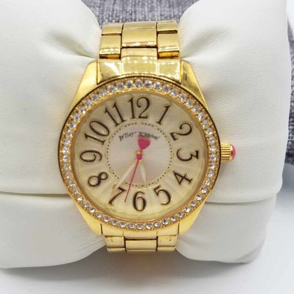 Betsey Johnson Gold Tone Exploding Number Watch Metal Band Working
